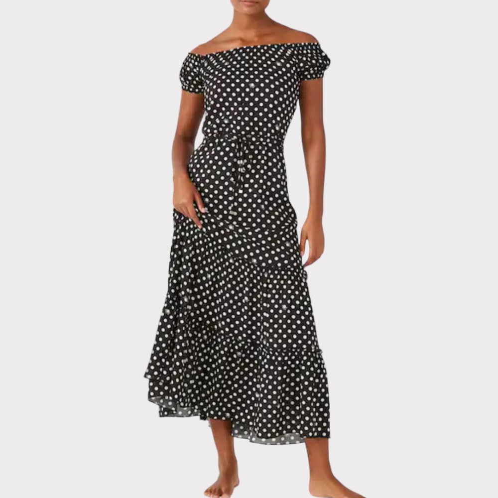 Kate Spade Lia Dot Off The Shoulder Cover Up Maxi Dress